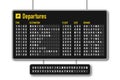 Departure and arrival board, airline scoreboard, mechanical split flap display. Flight information display system