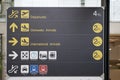 Departure, arrivals and transport guide board sign at international airport Royalty Free Stock Photo