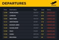 Departure board with all flights cancelled status. Airport schedule template with all flight info: time, destination Royalty Free Stock Photo