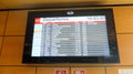 Departure board for destinations and boardings at the airport terminal. Flight schedule