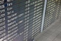 Departure Board at Munich Airport showing several Lufthansa flights incl. part of the flight numbers