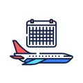 Departure dates. Trip planning color line icon. Planinng with all details and routes on suitable dates. Pictogram for web page,