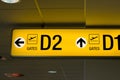 Departure gate sign in the airport