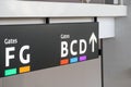 Departure Gates Signs In Airport Royalty Free Stock Photo