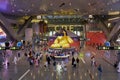 Departure hall in Hamad International Airport, Doha, Qatar at night