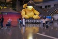 Departure hall in Hamad International Airport, Doha, Qatar at night