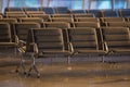 Departure lounge at the airport. Big windows. Empty seats Royalty Free Stock Photo