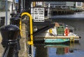 The departure point on the River Lagan at Belfast`s Donegall Quay for river cruise tours of the iconic Titanic Quarter