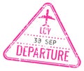 Departure rubber stamp. International travel mark template