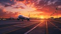 departure sunset airport background Royalty Free Stock Photo