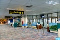 Departure terminal waiting hall with gates in airport Royalty Free Stock Photo