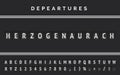 Departures airport board with analog flip font and triple stripe markup vector design. Flight or Train destination panel