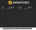 Departures airport flight information board, vector illustration Royalty Free Stock Photo