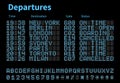 Departures and arrivals airport digital board vector template. Airline scoreboard with led letters and numbers Royalty Free Stock Photo