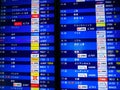 Departures board at Narita Airport. Flight information electronically timetable. Flight schedule. Royalty Free Stock Photo