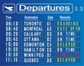 Departures cities of Canada