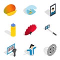 Dependence icons set, isometric style