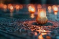 Depict Arabic script conveying inspirational quotes related to Ramadan. Implement soft lighting to create a serene atmosphere and