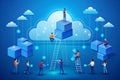 Depict developers deploying microservices to the cloud leveraging Kubernetes or similar tools AI-Created Content Royalty Free Stock Photo