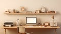 Depict a minimalist desk with impeccable organization, where productivity thrives in a clutter-free environment