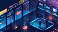 Depict a tech team in a server room, planning the integration of new software and hardware to improve business operations, with