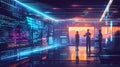 Depict a tech team in a server room, planning the integration of new software and hardware to improve business operations, with