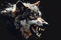Depicting a  black and white image featuring a wolf's head smacking Royalty Free Stock Photo