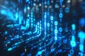 Depicting a blue binary code falling on a dark background, depicting a data flow concept. abstract digital technology wallpap Royalty Free Stock Photo