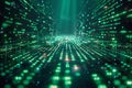 Depicting a cyan matrix code background illustration. black and green binary code on a black screen, in the digital art style Royalty Free Stock Photo