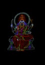 Hindu Goddess displayed in series of colourful LED Lights Royalty Free Stock Photo
