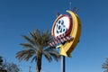 Bust stop sign in the Arts District, Las Vegas, Nevada.