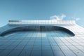 Depicting low angle view of a curved metal building facade, with a minimalistic design featuring parametric patterns inspired Royalty Free Stock Photo