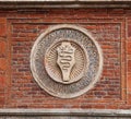 Coat of arms of the House of Visconti on the wall of church Santa Maria delle grazie Royalty Free Stock Photo