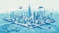 Futuristic smart city with modern technology and global interconnected communications