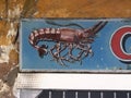 Depiction of crayfish on sign