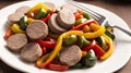 A Depiction Of An Exquisitely Detailed Plate Of Sausage And Peppers AI Generative Royalty Free Stock Photo