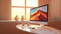 depiction of a modern minimalist home office setup, modern Royalty Free Stock Photo