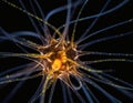 Active Neuron Cell with Neural Signals Royalty Free Stock Photo