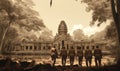 Discovering Angkor Wat temple by explorers