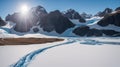 A Depiction Of A Visually Hypnotic Image Of A Snow Covered Mountain Range AI Generative