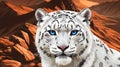 Depiction of a white snow leopard. Royalty Free Stock Photo