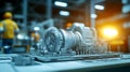 Industrial turbine engine model engineering design manufacturing process innovation technology concept render Royalty Free Stock Photo