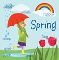 Vector illustration of a Spring season scene outdoors.