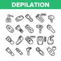 Depilation Equipment Collection Icons Set Vector