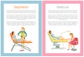 Depilation and Pedicure Posters Text Set Vector Royalty Free Stock Photo
