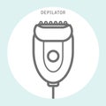 Depilator icon in linear style - electric hair depilator