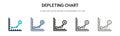 Depleting chart icon in filled, thin line, outline and stroke style. Vector illustration of two colored and black depleting chart
