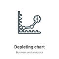 Depleting chart outline vector icon. Thin line black depleting chart icon, flat vector simple element illustration from editable Royalty Free Stock Photo