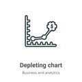 Depleting chart outline vector icon. Thin line black depleting chart icon, flat vector simple element illustration from editable