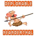 Deplorable neanderthal. Cartoon funny character for print and stickers Royalty Free Stock Photo